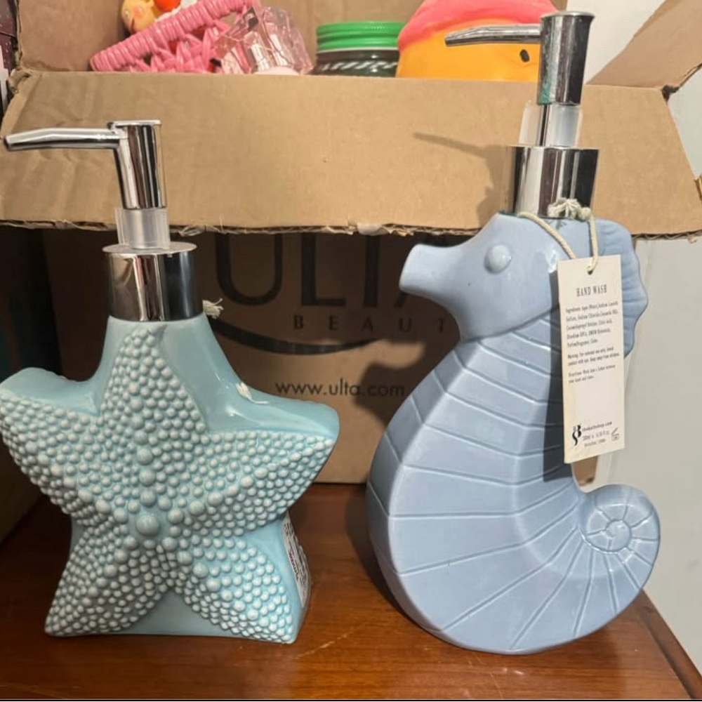Blue Starfish and Seahorse Soap Dispensers
